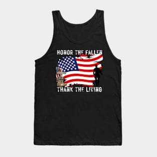 Honor Thank The Living Memorial Day US Flag Tank Top